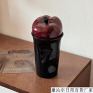 創(chuàng  )意蛇果杯高顏值讓你愛(ài)上喝水的杯子防燙隔熱設計感陶瓷禮品杯子 蛇果杯-黑紅 400ml