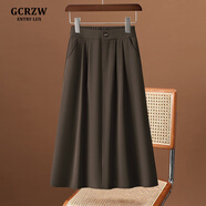 GCRZW高檔咖色毛呢傘裙半身裙女秋冬季2025新款松緊赫本中長(cháng)款a字裙子 咖色-西裝料 【高檔氣質(zhì)款】 L /28 建議105-115斤