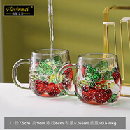 弗萊文茨（Flavinmci）彩色草莓玻璃杯高顏值水杯茶杯啤酒杯果汁杯餐廳家用帶把玻璃杯子 2只 彩繪“莓”煩惱玻璃杯（ 201-300ml