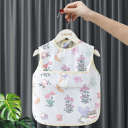 寶寶夏季無(wú)袖吃飯圍兜幼兒園兒童罩衣防水防臟圍裙嬰兒輔食飯兜 幽靜咪咪 均碼 110碼（建議4-5歲）