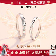 DR天使之翼戒指情侶一對男女款pt950簡(jiǎn)約對戒小眾設計輕奢活口銀飾 【品牌禮盒】天使之翼·守護對戒-可調節大小