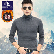 傳奇保羅冬款男士高領(lǐng)大碼加絨加厚打底衫修身保暖純棉長(cháng)袖t恤秋衣內衣服 深灰色 6XL 240斤左右穿