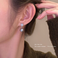 清晨的星星劉亦菲同款仿紅珍珠耳釘輕奢高級感仿鋯石耳環(huán)耳墜秋冬新年耳飾女 仿灰珍珠銀色耳釘一對