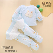 新生嬰兒兒衣服女孩子套裝初生寶寶純棉冬季棉服男保暖和尚服上衣 【清倉款】加厚保暖H928藍色 59 碼 2-5個(gè)月寶寶