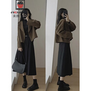 AEMAPE赫本風(fēng)小香風(fēng)2025春秋新款女裝高級感穿搭氣質(zhì)顯瘦上衣裙子一整套 黑色qun子 S 95斤以下