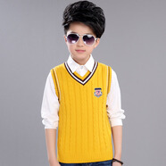 校服園服秋裝小學(xué)生歐美風(fēng)棉質(zhì)背心幼兒園班服童裝毛衣馬甲源頭廠(chǎng) 黃色 100 cm-140cm/1手5件