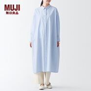 MUJI女式 高密度編織 襯衫連衣裙 BJC03C3S 長(cháng)款 裙子 薩克森藍 XXL（170/96A）