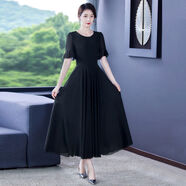 夏季新款波西米亞海邊度假沙灘大擺連衣裙韓版顯瘦寶藍色跳舞長(cháng)裙 黑色8059 3XL 3XL