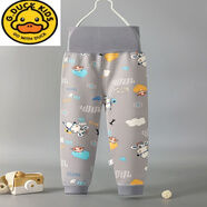 G.duck寶寶加絨加棉高腰褲子嬰幼兒春秋冬保暖護肚褲男女可開(kāi)檔秋褲 加絨奶?；疑?90 建議2-3歲