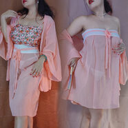 古風(fēng)大尺碼胖MM情趣漢服小胸衣服性感肚兜情侶趣味內衣女裝ny 滿(mǎn)庭芳【裹胸+披帛+紗裙+T褲】 均碼【建議80-120斤】保密發(fā)貨