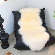 語(yǔ)森憶不規則地毯臥室床邊毯加厚長(cháng)毛高級感整張羊皮羊毛毯 米白色（澳洲羊毛） 2P（220x70cm兩頭圓）