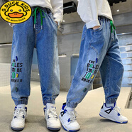 G.duck男童褲子牛仔褲新款童裝男孩兒童秋季寬松韓版春裝休閑秋裝長(cháng)褲潮 新款藍色字母【春秋款】 2025年 110 cm 標準尺碼