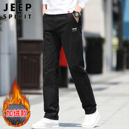 JEEP SPIRIT吉普休閑褲男寬松秋冬季直筒褲子男士商務(wù)男褲 黑色加絨 36