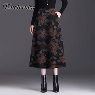 塔馳密司（touchmiss）2026新款印花半身裙媽媽款a字裙秋冬毛呢大花半裙女中長(cháng)裙傘裙 紅花(裙長(cháng)80cm) M 腰圍2尺