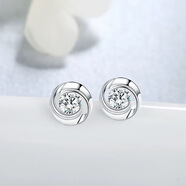 絲芙蒂（silverdews）999銀飾四葉草耳釘女氣質(zhì)日韓國個(gè)性簡(jiǎn)約創(chuàng  )意潮人學(xué)生耳環(huán)耳飾品 999足銀（旋轉 四葉草耳釘一對）