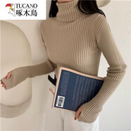 啄木鳥(niǎo)（TUCANO）秋冬加厚堆堆領(lǐng)修身漏手指打底洋氣百搭長(cháng)袖套頭毛衣女高領(lǐng)針織衫 花米 S