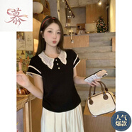 小紅書(shū)大碼蕾絲娃娃領(lǐng)短袖T恤女2025新款夏季撞色減齡小衫胖m 圖片色 M [建議90~100斤]大尺碼