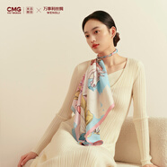 萬(wàn)事利WENSLI真絲絲巾桑蠶絲女士方巾63cm媽媽生日禮物絲巾禮盒  玉蘭賦