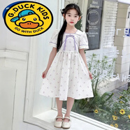 G.duck女童連衣裙夏季新中式新款洋氣女孩中長(cháng)款顯瘦碎花公主裙子 紫色 ZH碎花裙 110 尺碼 建議身高100厘米左右