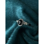 尼泊爾手工S925銀飾品鑲嵌黑瑪瑙戒指女指環(huán)流行簡(jiǎn)約復古民族風(fēng)格 一號款式閉口16號