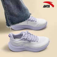 安踏（ANTA）漫步2女款運動(dòng)鞋2026春季輕便軟底紫色時(shí)尚女鞋休閑跑步鞋子 -3象牙白/薄霧淺紫 37.5