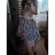MBU韓國小眾印花蓬蓬花苞半身裙女百搭休閑花色裙 花色 S