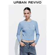 UR2025秋季新款女裝休閑絞花肌理櫻桃刺繡針織開(kāi)衫UYY950116 淺藍 M