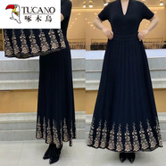 啄木鳥(niǎo)（TUCANO）印花a字半身裙女中長(cháng)款顯瘦秋冬新款高腰毛線(xiàn)裙子針織裙大擺傘裙 太陽(yáng)花 L 建議105-115斤