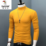 啄木鳥(niǎo)（TUCANO）2026春秋季半高領(lǐng)長(cháng)袖打底衫男士大碼修身純色t恤青年百搭保暖 姜黃色 5XL 220斤左右穿