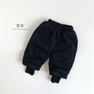G.duck韓系風(fēng)兒童棉褲闊腿褲女童韓版個(gè)性?shī)A棉保暖小腳褲冬男童潮酷童裝 黑色 80 cm