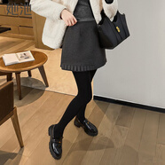 她池捏褶木耳邊毛呢半身裙女2025冬裝新款高腰包臀a字短裙