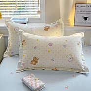 語(yǔ)森憶一對裝棉枕套純棉印花枕頭套枕套8x7cm信封枕套 芋泥小狗[一對裝] 單只 48cmx74cm