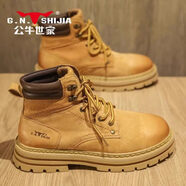 公牛世家（G.N.Shi Jia）馬丁靴男秋冬款2025新款高幫英倫大黃靴加絨大黃蜂工裝靴 黃色主圖款 40