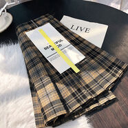 格子百褶裙女秋冬高腰條紋復古顯瘦新款防走光A字短裙jk半身裙褲 棕色6868西裝面料安全褲無(wú)邊 XS XS建議75-79斤