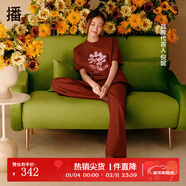 播高腰直筒褲女商場(chǎng)同款2024夏休閑寬松慵懶顯瘦山本褲BDR2KD1023 O90熔巖 L