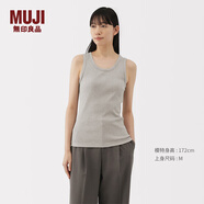 MUJI女式 彈力羅紋編織背心 上衣內搭打底 25年夏季女裝 BB2ROA5S 灰色 L (165/88A)
