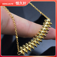 恒久葉clash鉚釘項鏈925純銀頭玫瑰金鎖骨鏈女 黃金_鉚釘項鏈