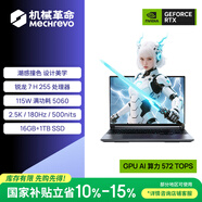 機械革命【國家補貼】蛟龍16Pro 潮玩版 16英寸游戲電競筆記本電腦(R7 H 255 16G 1T RTX5060 180Hz 灰)