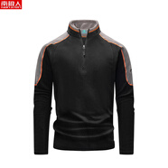 南極人（Nanjiren）戶(hù)外運動(dòng)搖粒絨長(cháng)袖T恤男衛衣男上衣抓絨衣休閑徒步登山透氣保暖 黑色 L _(125-140斤)