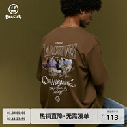 BEASTER短袖t恤男夏季白色純棉印花上衣美式情侶裝 咖色 L