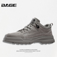 八哥BAGE品牌男鞋2025秋冬新款復古休閑運動(dòng)工裝鞋防滑厚底增高休閑鞋 亞麻灰 42