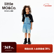 little MO&Co.little moco童裝25夏新款女童純棉牛仔背帶褲破洞短褲KBE2JPS002 牛仔淺藍色 150 150/61