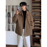 Shelley Jones2025秋冬季新款翻領(lǐng)毛呢大衣男短款加厚潮牌韓版痞帥呢子外套男 黃色 XL [推薦120-140斤]