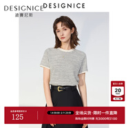 迪賽尼斯（DESIGNICE）2024年春季新款通勤風(fēng)簡(jiǎn)約撞色邊圓領(lǐng)短袖寬松百搭T恤女 黑色 S