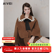 AIVEI欣賀艾薇2024冬季小個(gè)子甜美娃娃外套A字裙毛呢套裝R758402A 咖色 S
