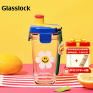 GLASSLOCK&wigglewiggle聯(lián)名款卡通印花玻璃水杯家用手提新款杯子花朵380ml