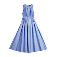 馬登 MADEN2025新款藍色無(wú)袖背心抽繩收腰連衣裙長(cháng)款連身百褶A字裙夏女 霧霾藍順豐 S S
