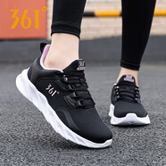361°女鞋運動(dòng)鞋女冬季款361度女士網(wǎng)面透氣學(xué)生休閑百搭旅游跑步鞋子R 曜石黑/純凈白粉2261 36
