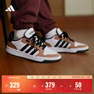 adidas ENTRAP美式校園風(fēng)運動(dòng)少年感復古籃球風(fēng)板鞋男女阿迪達斯 白色/黑色/土褐色   41