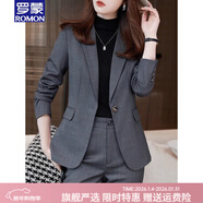 羅蒙品牌西裝套裝女2026春秋新款感氣質(zhì)職業(yè)正裝工作服女裝西服 灰色西裝+灰色正裝褲 XL 【110斤~119斤】